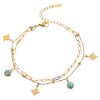 18k gold PVD Star and Turquoise stone Bracelet