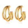 18k Gold PVD Plain Triple Hoop Earring