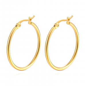 18k Gold PVD Plain Medium Hoop Earring