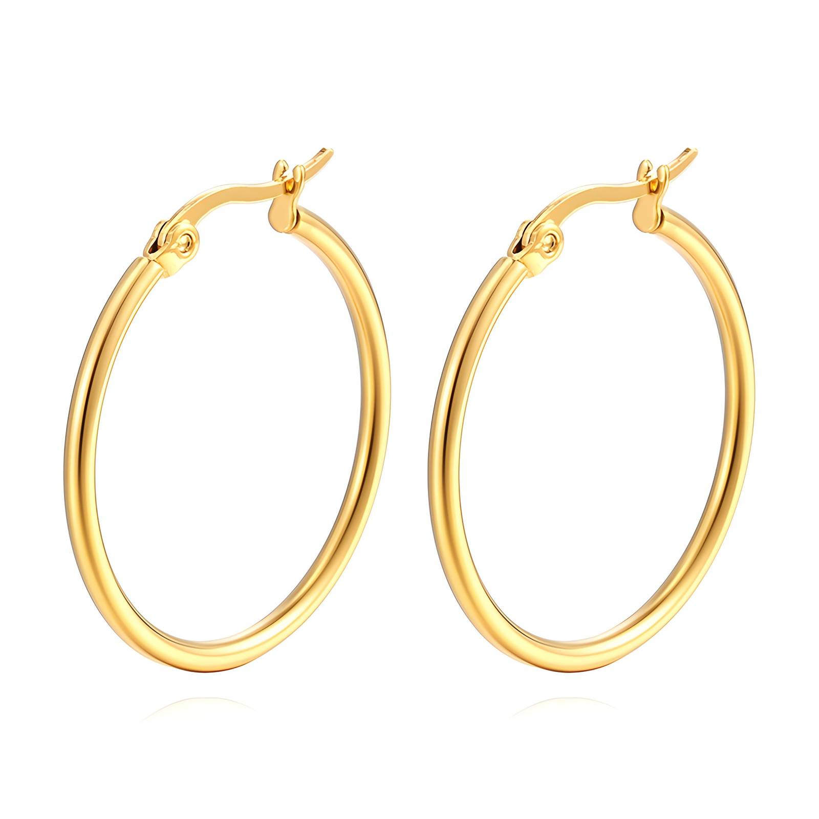 18k Gold PVD Plain Medium Hoop Earring