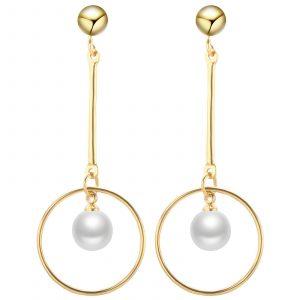 18k Gold PVD Drop Bead Hoop Earring
