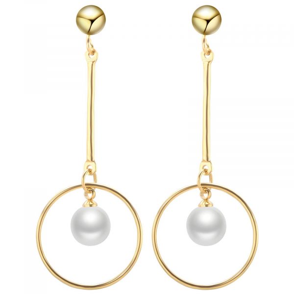 18k Gold PVD Drop Bead Hoop Earring