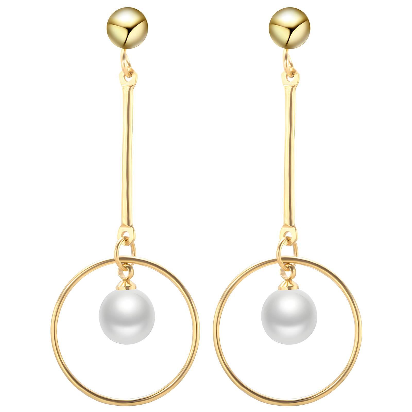 18k Gold PVD Drop Bead Hoop Earring