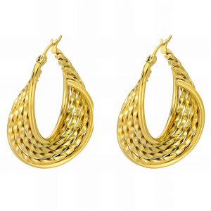 18k Gold PVD Basket Weave Earring