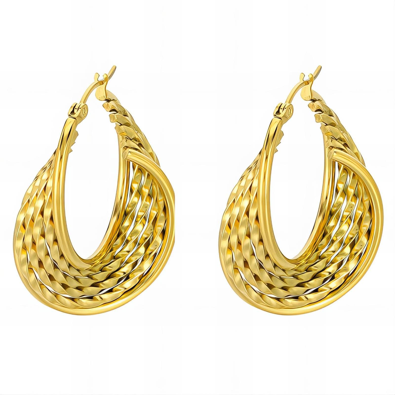 18k Gold PVD Basket Weave Earring