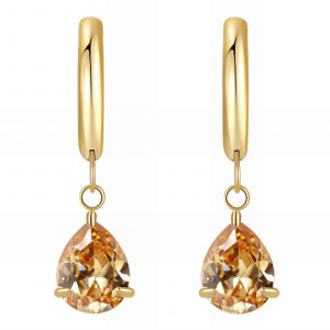 18k Gold PVD Amber Cubic Zirconia Dropper