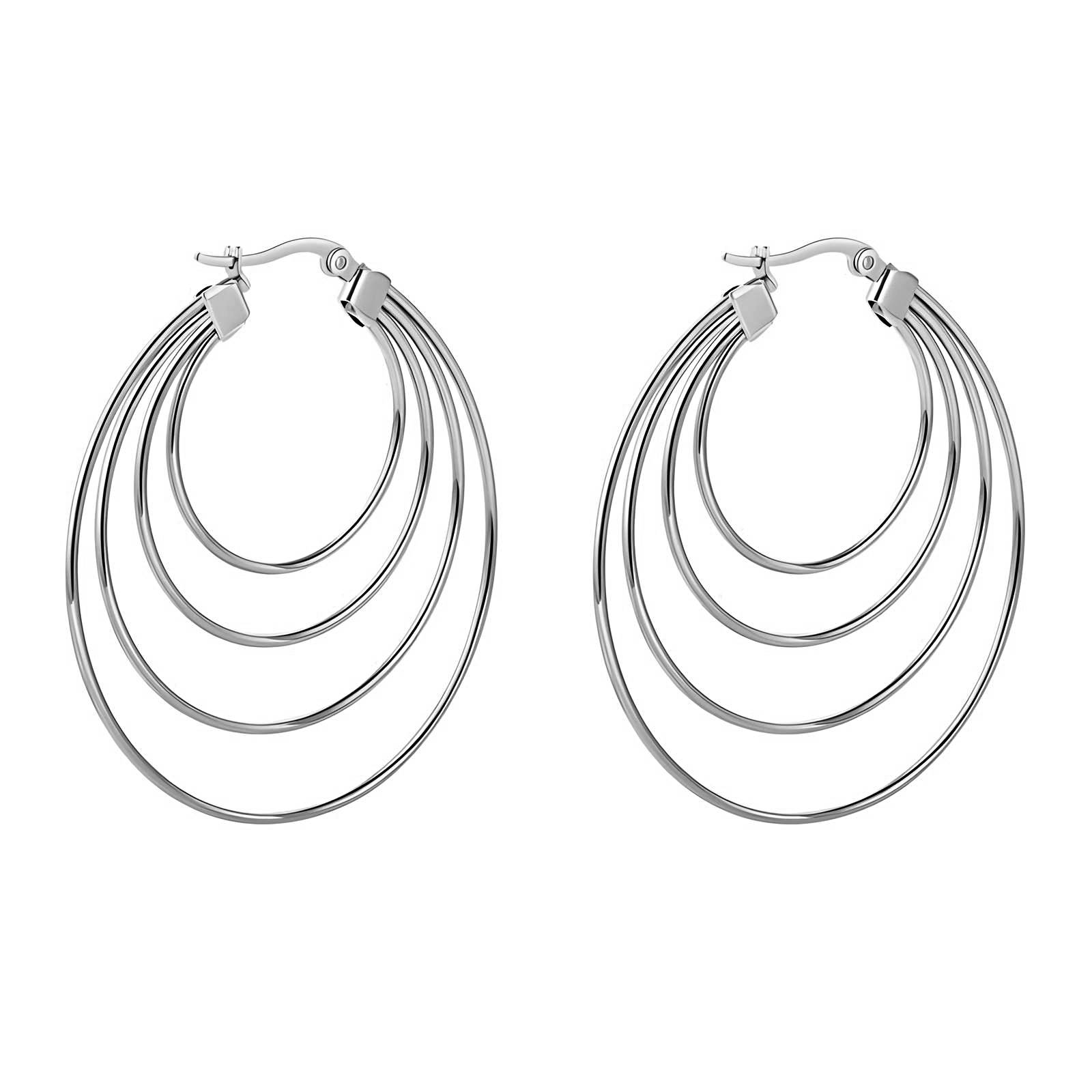Silver 4 Hoop Earring