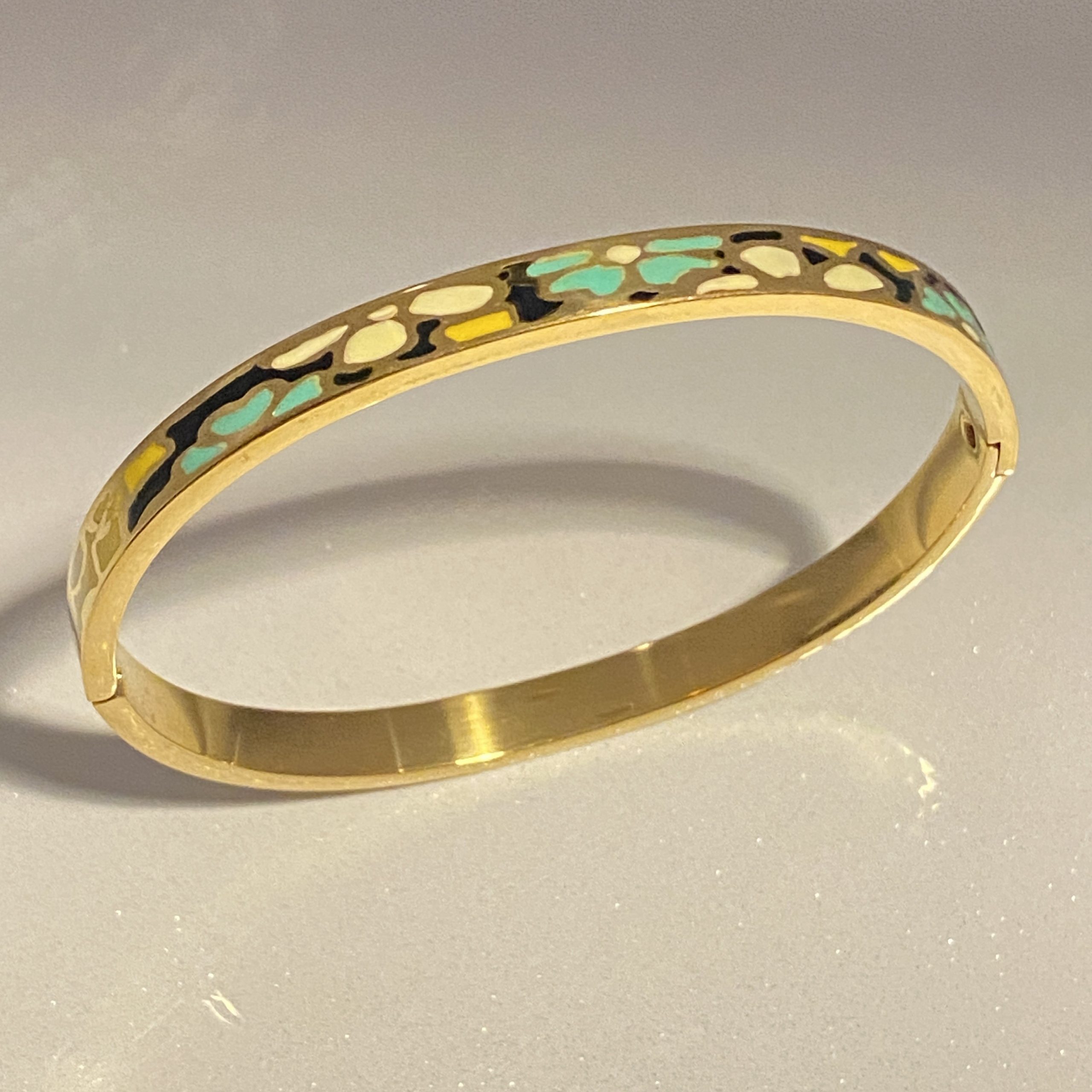 Vintage Enamel Bangle - Green