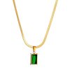 18k gold PVD Snake Chain with Green Cubic Zirconia Pendant