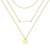 18k gold PVD 3 Tier bar & Disc Necklace