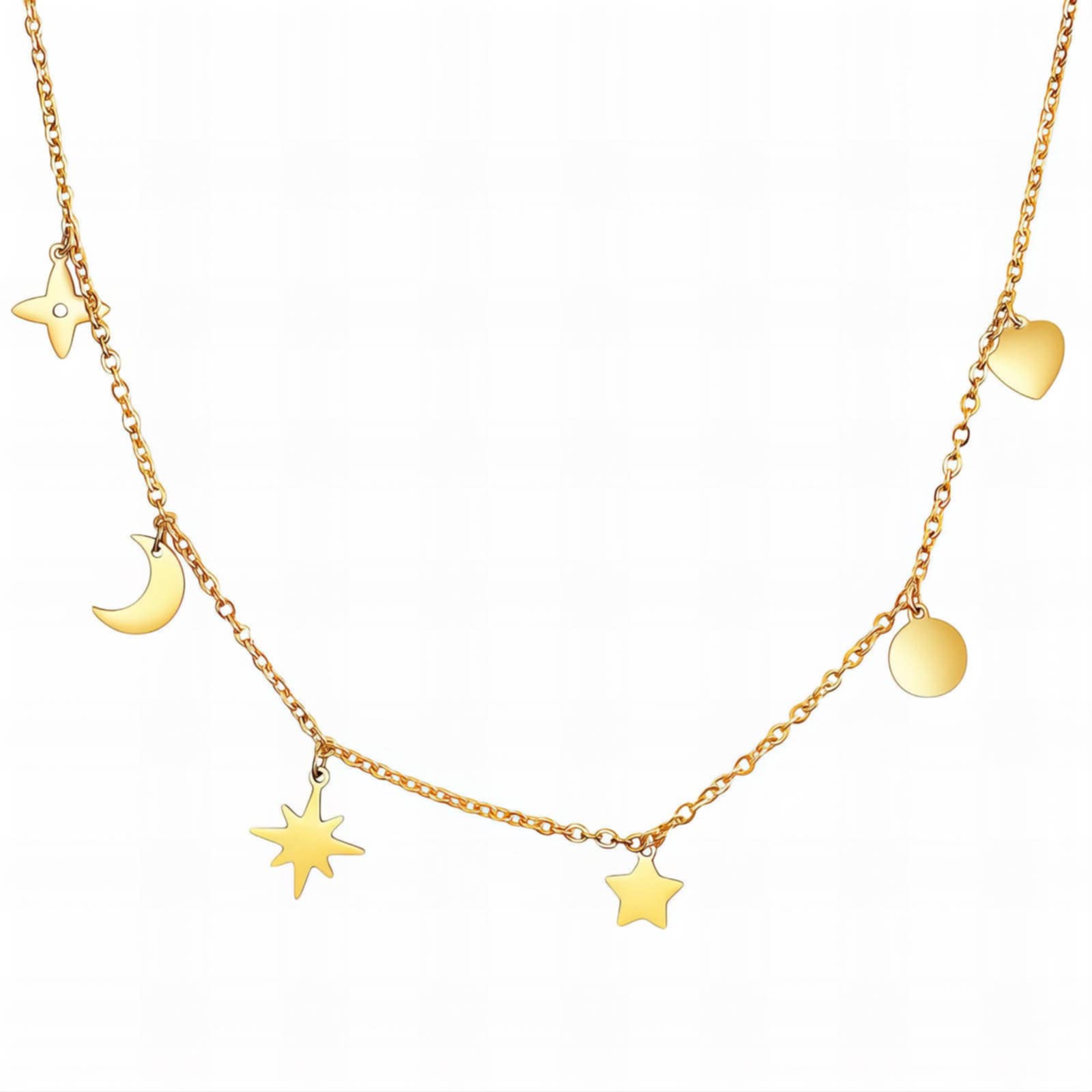18k gold PVD Sun Moon & Star Necklace