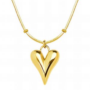 18k gold PVD Cable Chain with Heart Pendant