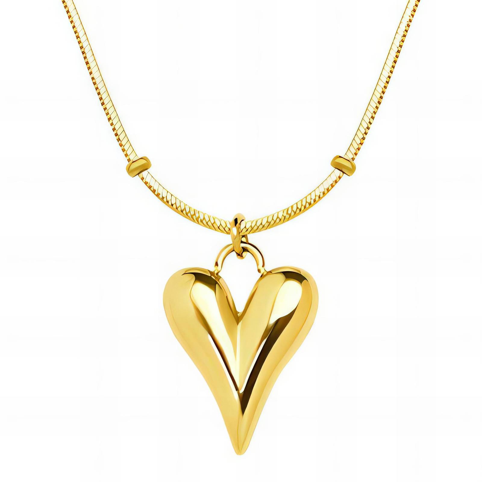 18k gold PVD Cable Chain with Heart Pendant