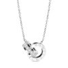 Silver Roman Numeral Linked Pendant Necklace with Cubic Zirconia