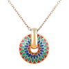 18k gold PVD Vintage Enamel Circle Pendant Necklace