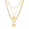 18k gold PVD Crescent Moon & Star Pendant Triple Layered Necklace