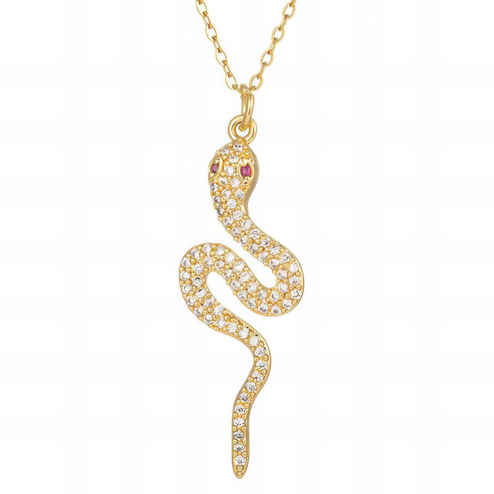 18k gold PVD Cubic Zirconia Snake Pendant Necklace