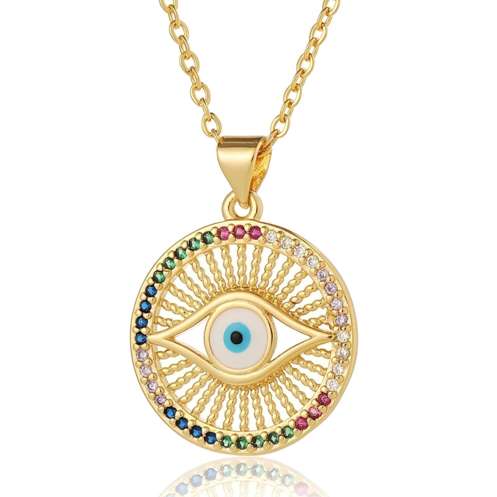 18k gold PVD Evil Eye Pendant Necklace