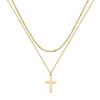 18k gold PVD 2 Tiered Cross Necklace