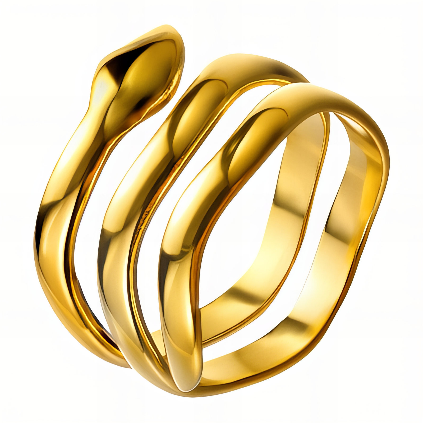 18k Gold PVD Spiral Snake Ring