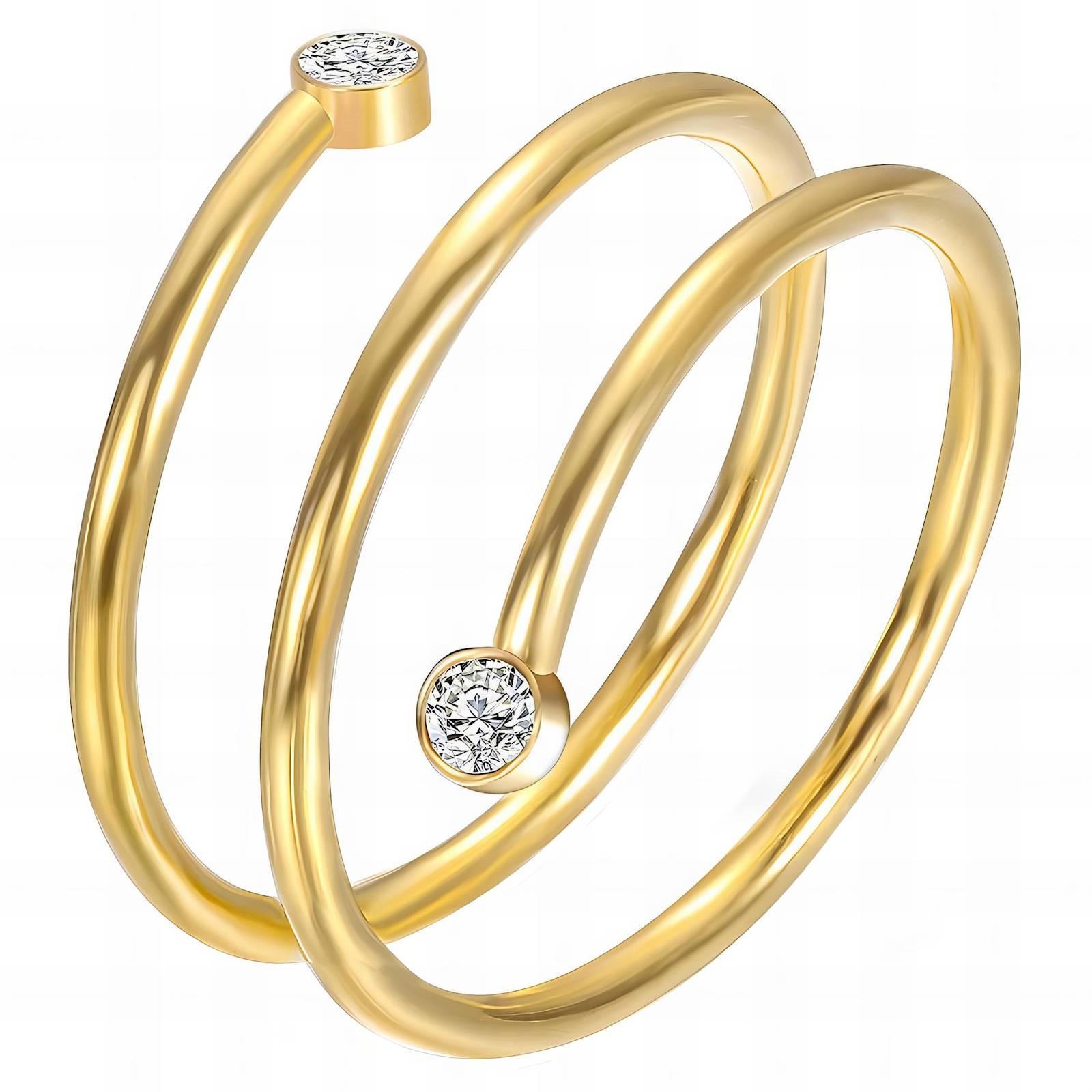 18k Gold PVD Cubic Zirconia Spiral Ring