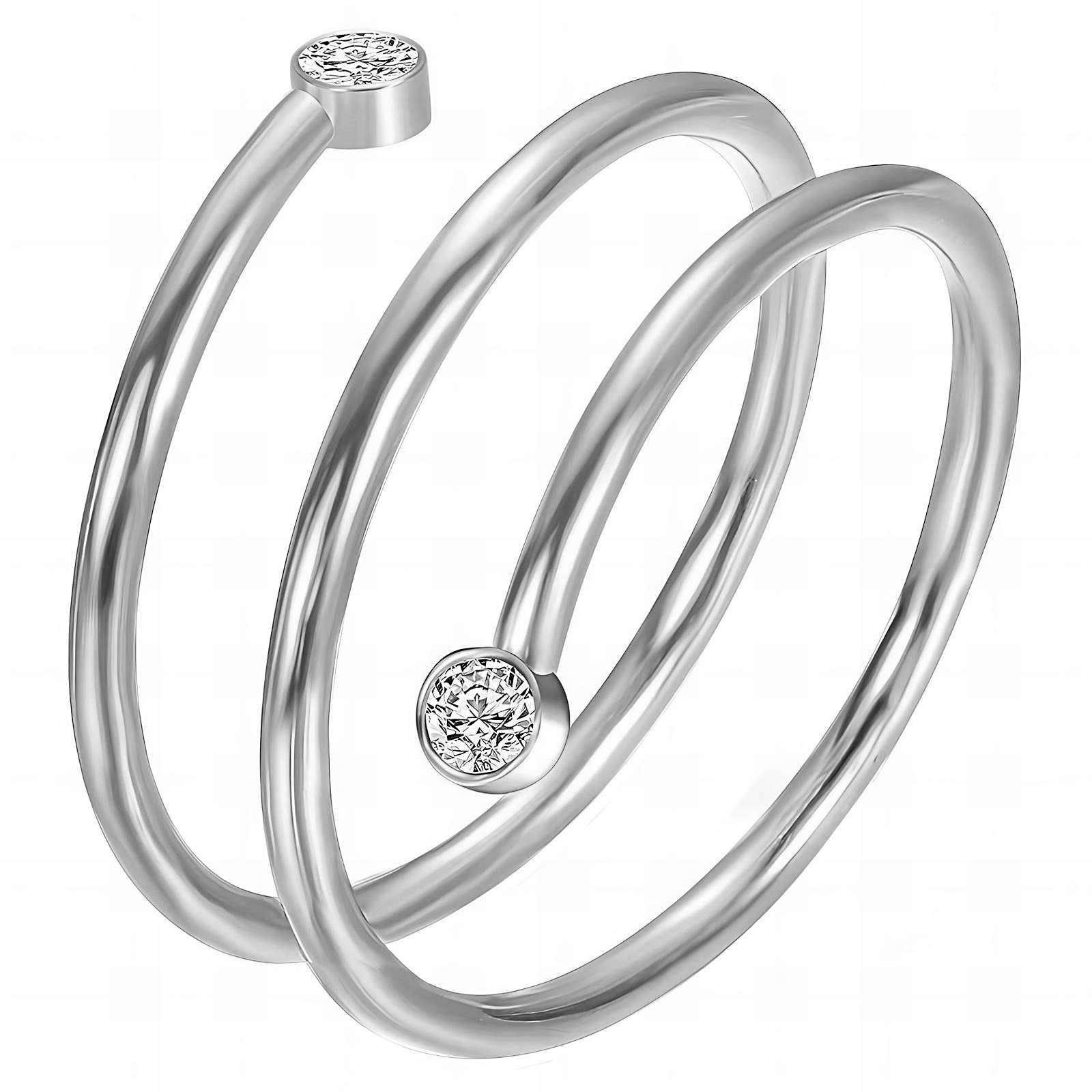 Silver Cubic Zirconia Spiral Ring