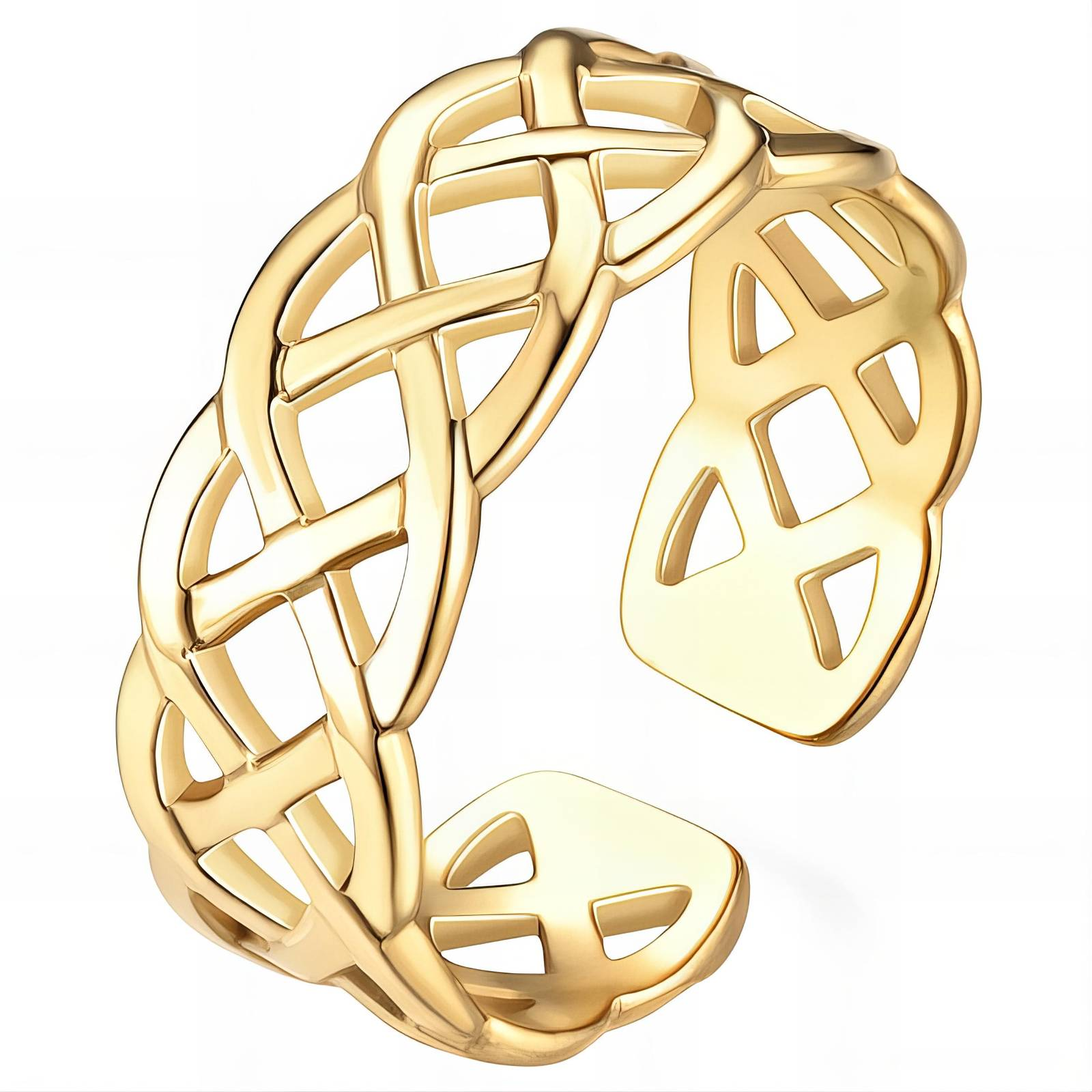 18k Gold PVD Adjustsble Weave Ring