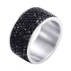 Silver Black Cubic Zirconia Band Ring