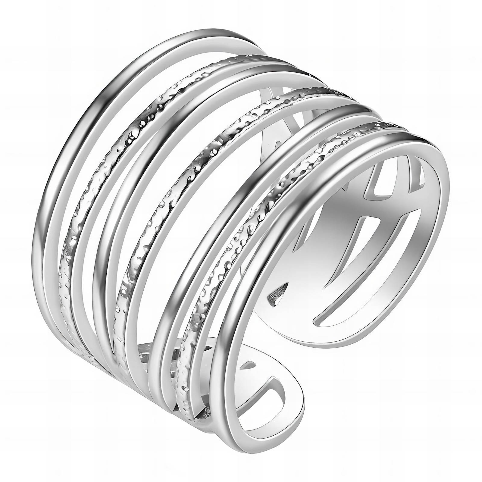 Silver Adjustable Multi Tier Ring