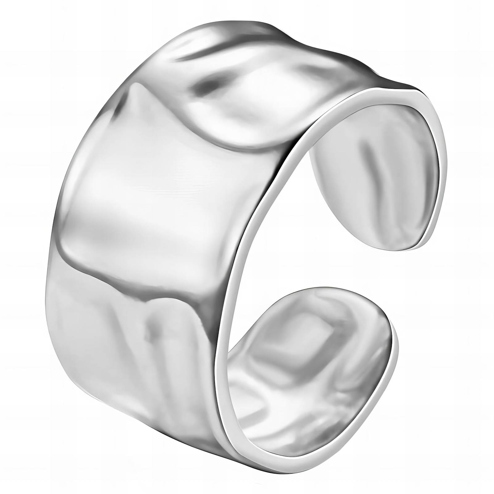 Siilver Adjustable Textured Band Ring