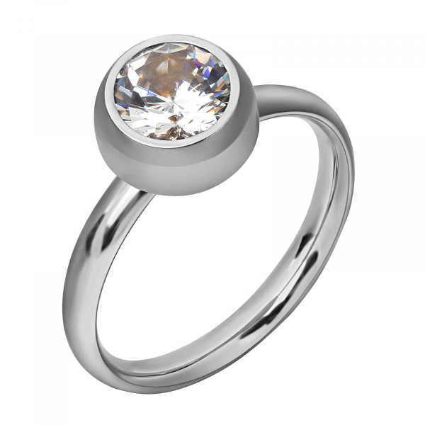 Silver Cubic Zirconia Solitaire Ring
