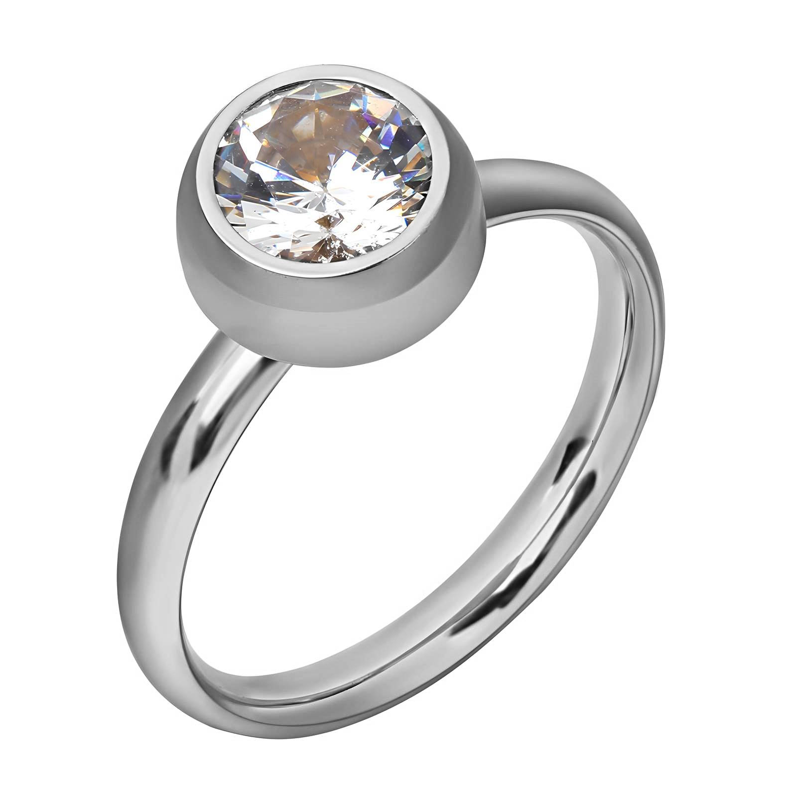 Silver Cubic Zirconia Solitaire Ring