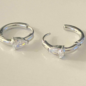 silver CZ small hoop earrings