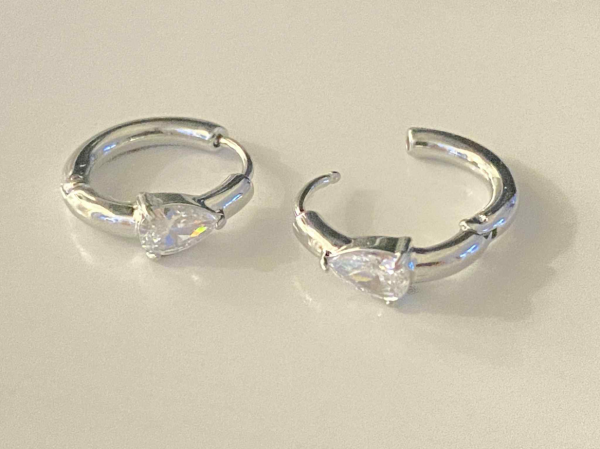 silver CZ small hoop earrings