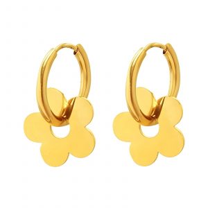 Gold Flower Hoop Earring
