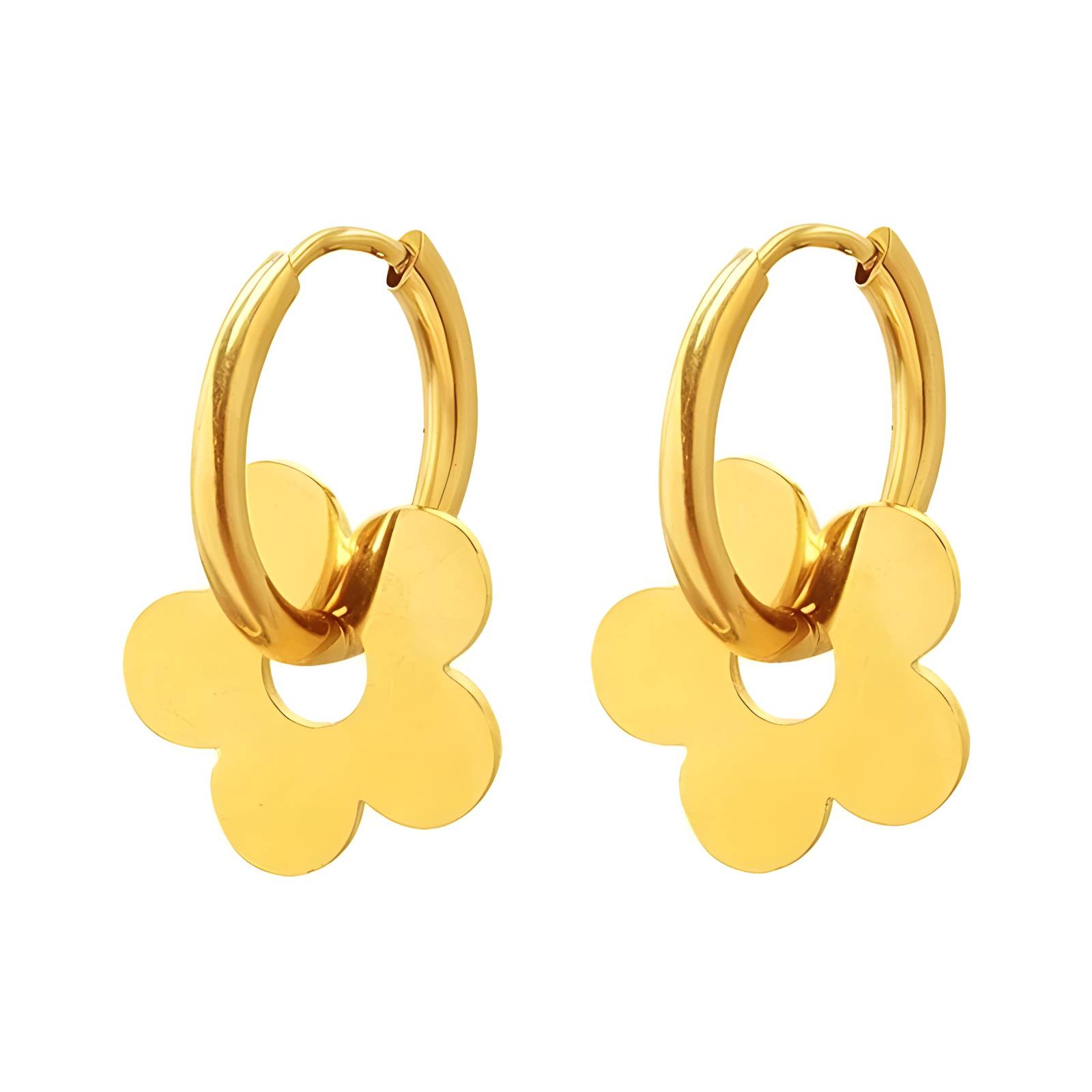 Gold Flower Hoop Earring