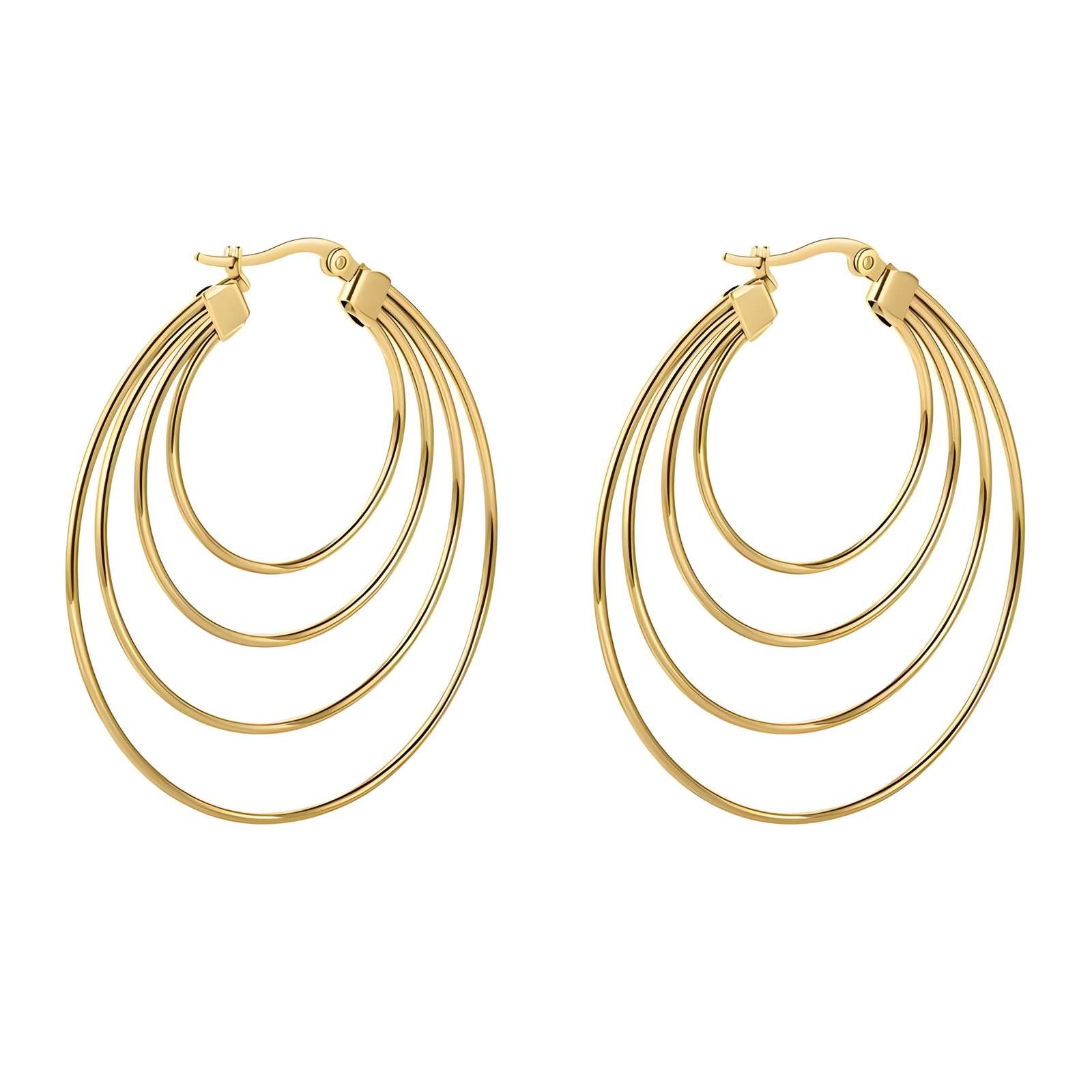 Gold 4 Hoop Earring