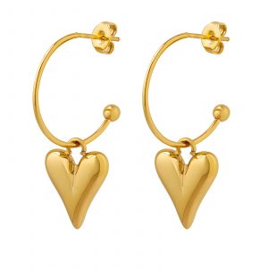 Gold Heart Hoop Earring