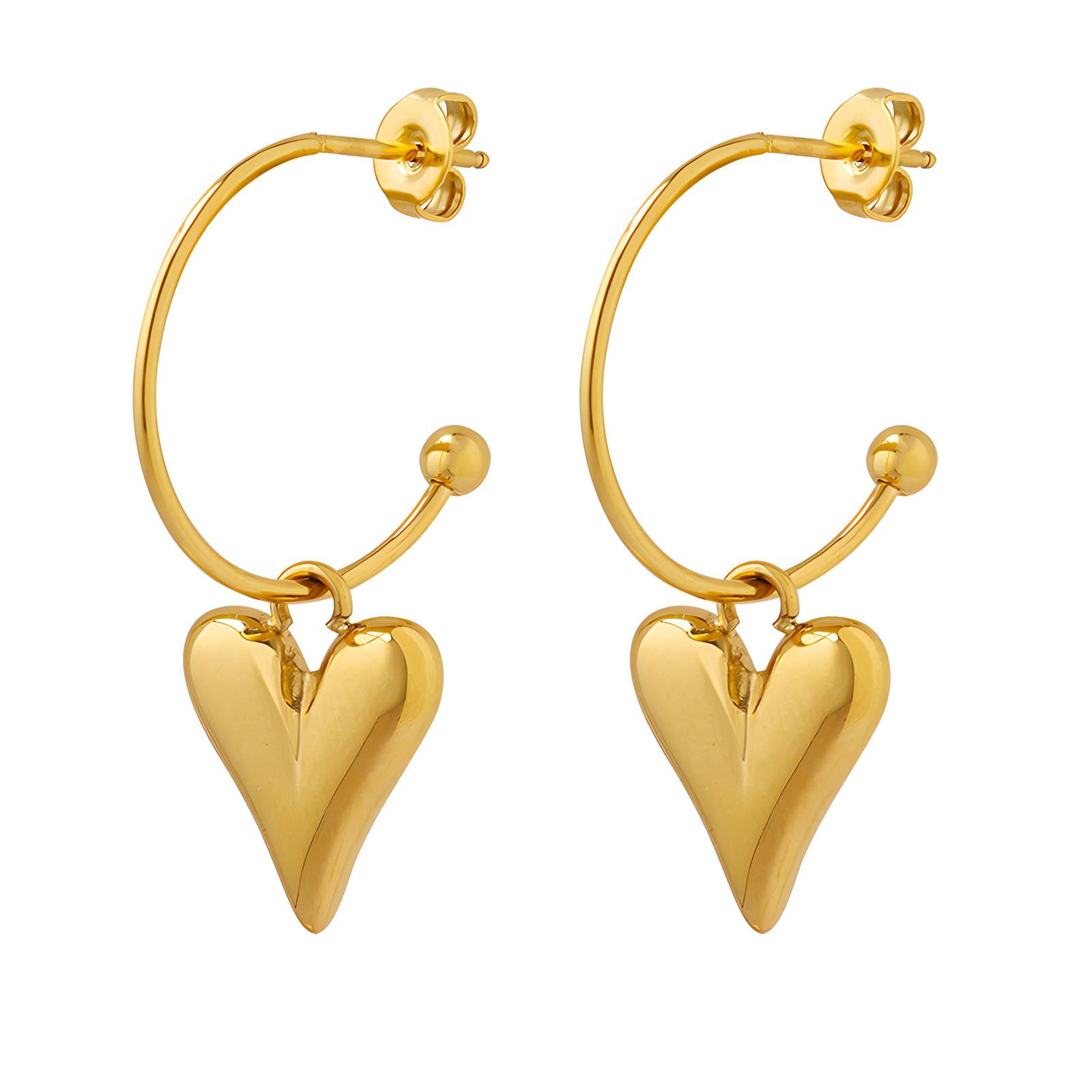 Gold Heart Hoop Earring