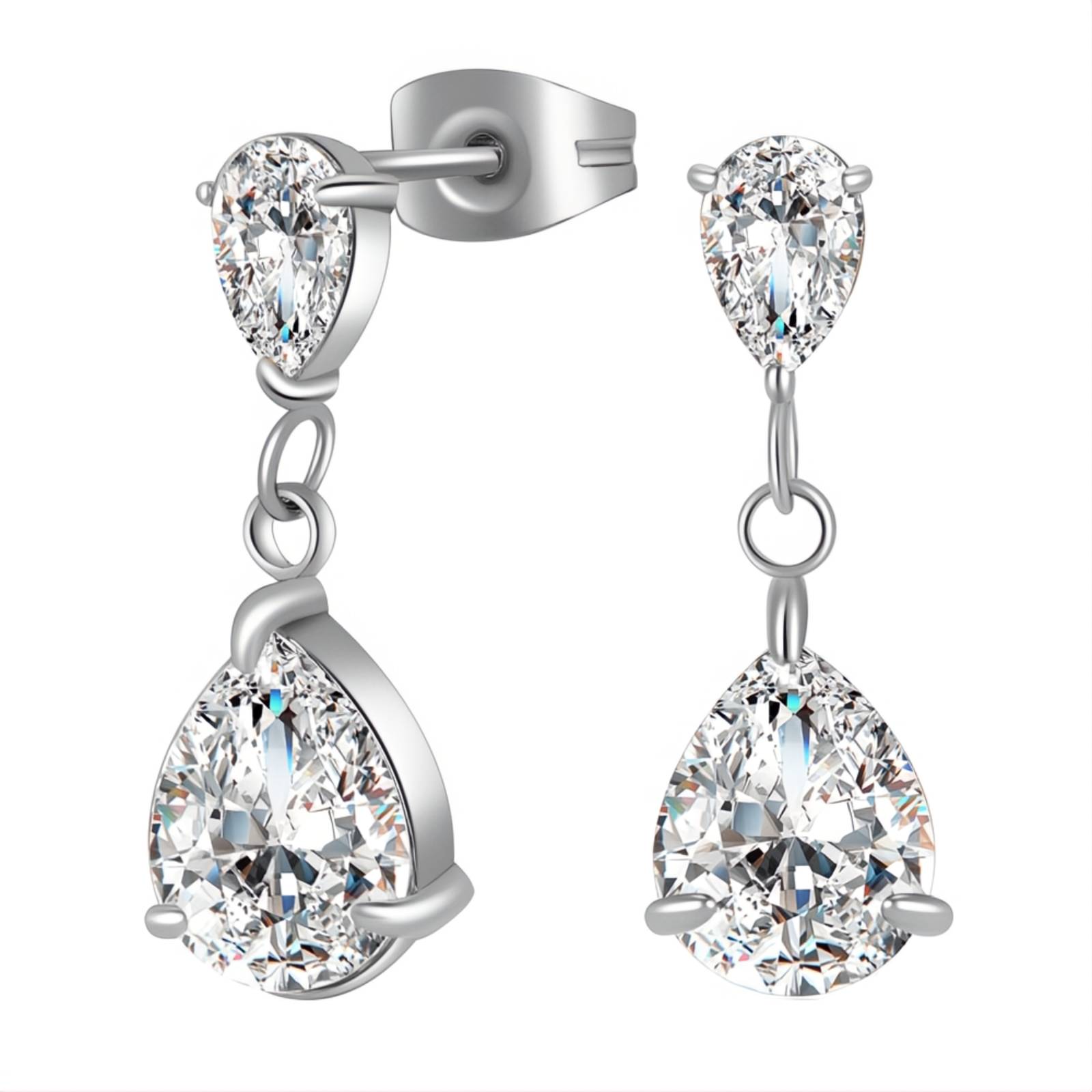 Silver Cubic Zirconia Drop Earrings