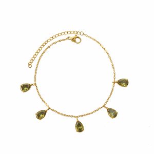 Green Pear Drop Pendant Bracelet