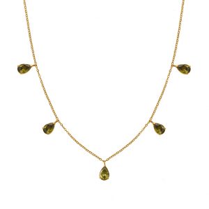 Green Pear Drop Pendant Necklace