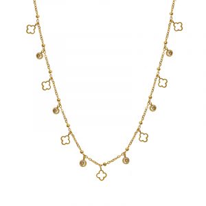 Clover & Gemstone Pendant Necklace