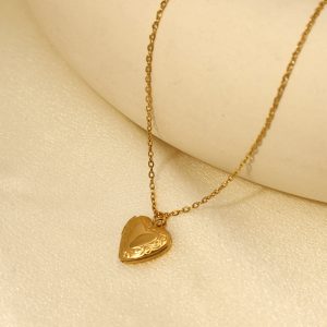 Golden Heart Locket Necklace