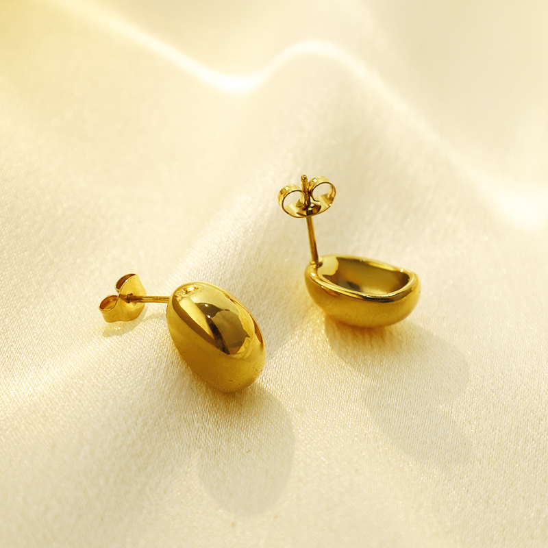 The Golden Coffee Bean Earring in tarnish-free 18k gold PVD stainless steel – alternate view