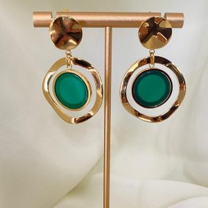 Green Agate Drop Earrings
