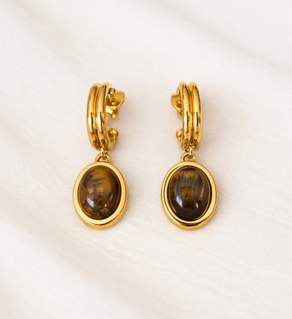 Tiger's Eye Huggie Drops